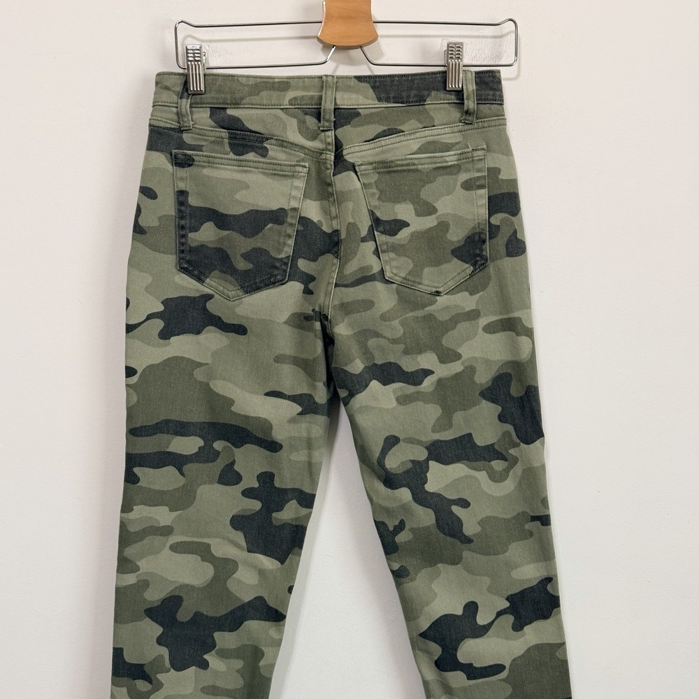 Nili Lotan Target Camo Jeans 4 Green Tapered Ankle Mid Rise 29x26 Casual Army - Picture 6 of 7